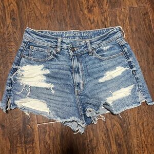 American Eagle Outfitters Blue Distressed Jean Shorts